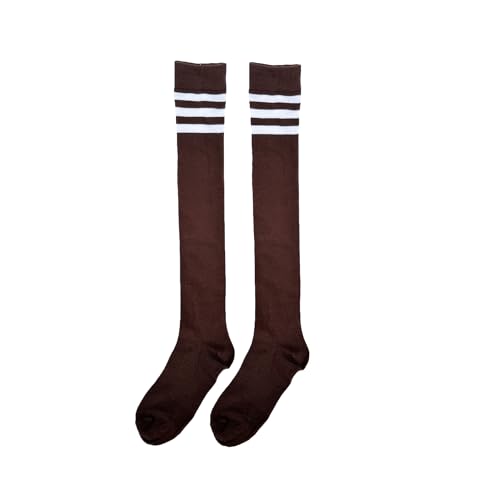 Image of Bestjybt Women Thigh High Socks Cotton Warm Striped Over Knee High Socks | Well-made, Not Sheer, Thick, Leg Warmers, Long Knee High Boot Socks, Comfortable, Thigh-friendly, Stay up, Fit Well