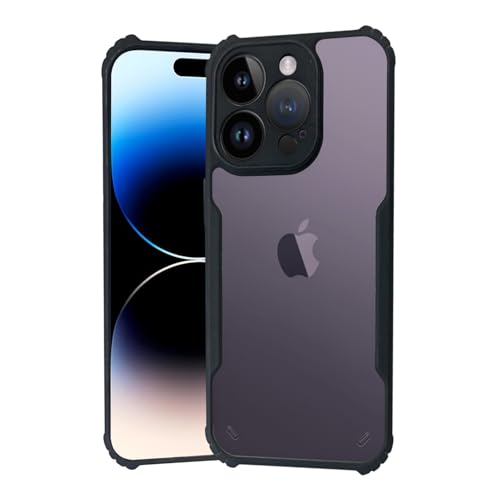 Image of AIBEX Crystal Clear Back Cover Case for Apple iPhone 14 Pro Max | 360 Degree Protection | Shock Proof Design | Transparent Back Cover Case (PC & TPU, Black Bumper)