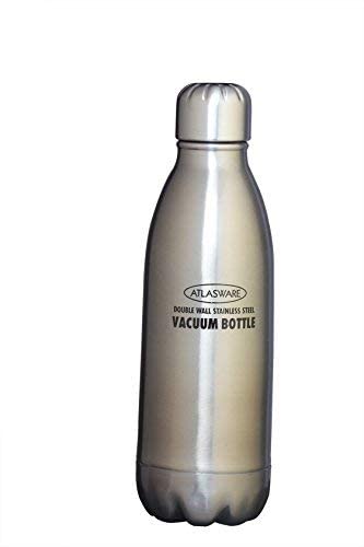 Atlasware Stainless Steel Grey Vacuum Water Bottle, 500 ML| Tea Thermos| BPA-Free, Non-Toxic and Eco-Friendly | |Double Wall Vacuum Flasks, Leakproof Bottle |3 to 4 Cups Capacity | Color: Grey