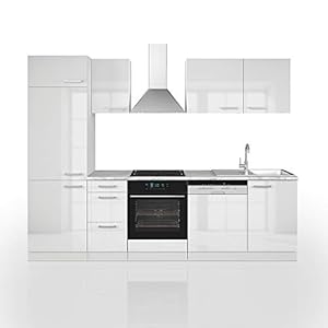 Vicco Kitchenette Optima, wit hoogglans/wit, 270 cm zonder werkblad