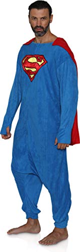 Superman Union Suit Onesie Pajama Costume with Cape, One Size, Size One Size Fits All