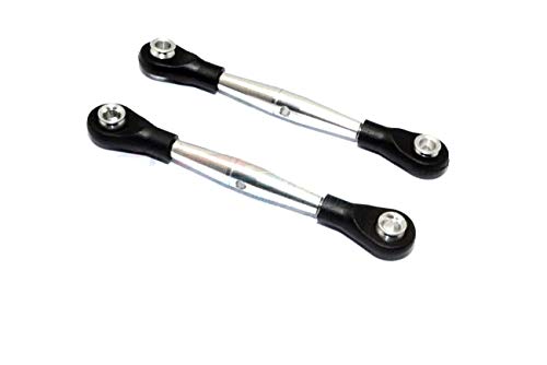 Aluminum 3mm Clockwise And Anticlockwise Turnbuckles With 12.5mm Long Plastic Ends & 5.8X3X6mm Balls (Total Length 64mm-68mm,From Hole To Hole 55mm-59mm) - 1Pr Silver