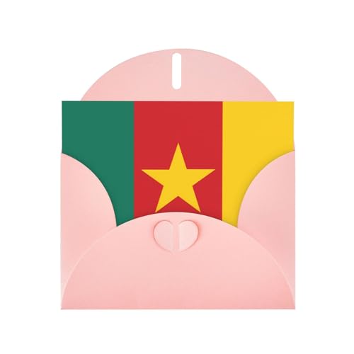 Rosa Umschlag-Grußkarten mit einzigartigem Kamerun-Flaggen-Muster, zum Aufschreiben Ihrer Segen für verschiedene Feiertage