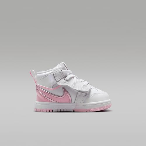 Jordan 1 Mid RM EasyOn Baby/Toddler Shoes (FQ1283-101, White/Fire Red/Pink Foam)3