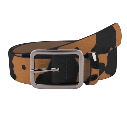 Vintage Animal Cow Print Belt for Jeans Pants Trendy Y2k Cowgirl Accessories for Women Girls Fashion Western Skinny Belts for Skirts Dresses Adjustable Leather Belts for Women Girls Cowgirl Costumes