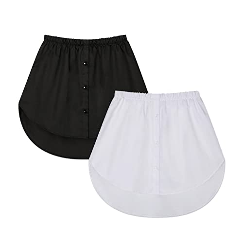 LSYYSL Extensor de dobladillo de minifalda ajustable, top falso de cintura elástica en capas, dobladillo versátil, reutilizable (negro, blanco)