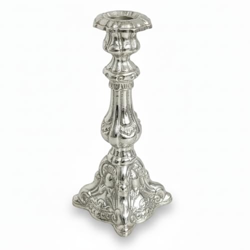 Image of Aluminum Embossed Pillar Candle Stick Holder | Finished | Table Centerpieces Coffee Tables | Home Decor Gift | Wedding Gift | Silver | (Candles are not Included)