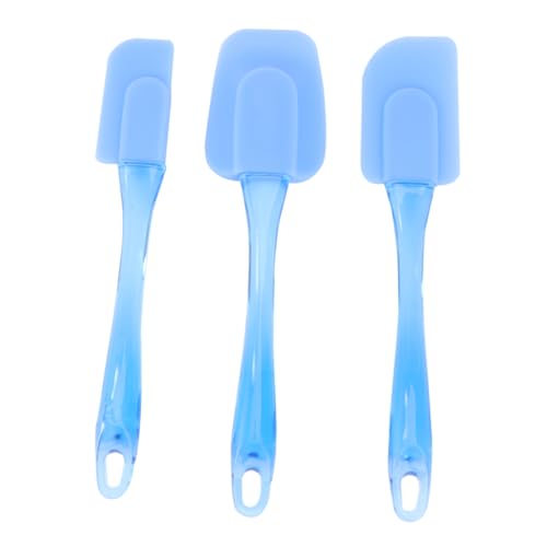 ABOOFAN 3 Piezas Espátulas de Silicona Antideslizantes Voltear y Raspar Utensilios de Cocina Azul Aptos Lavavajillas Ergonómico