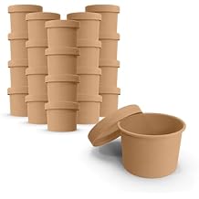MT Products Kraft Paper Soup Cups 8 oz. - Disposable To Go Soup Containers with Lids - Pack of 20