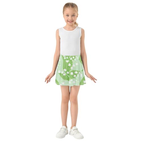 Lily of Valley Green Girls' Shorts Athletic Skorts Kids Tennis Skirts Floral Butterfly 3t3