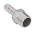 Tiuimk 304 Stainless Steel Straight Connector, NPT 1/2inches x 12mm, 12mm Diameter, 5.4cm Length
