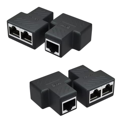 Paruht 4-Pack RJ45 LAN Coupler Adapter Splitter 1 to 2 Female 8P8C Cat5 Cat6 Cat5e Network Plug for Laptop, Router, Model, Server