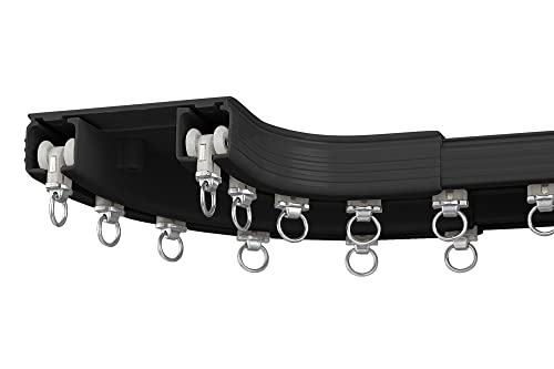 ZSHINE Heavy-Duty Curtain Conjoined Double Track rails Ceiling Mounting for Living Room Bedroom Room Divider (Black,90 Degree Connector)