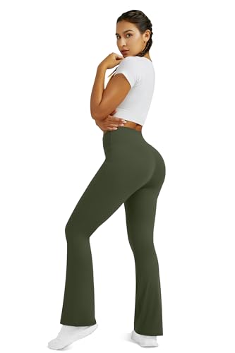 Image of Flare Leggings for Women with Pockets 2pack High Waisted Crossover Flare Leggings Bootcut Yoga Pants