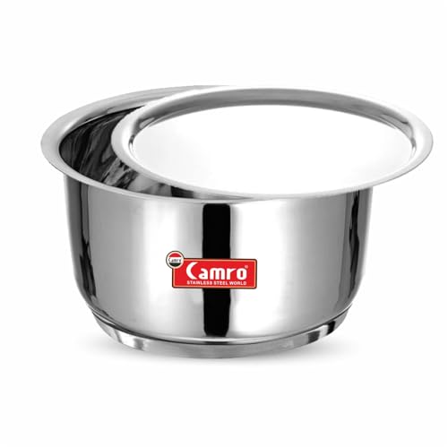Image of Camro Induction Bottom Tope with Lid (17 No, 5 Liters) | Tope | Patila | Bhagona Cookware | Gas Stove Compatible | 6 Years Warranty