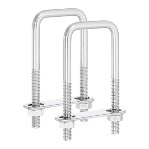 uxcell 2Sets 304 Stainless Steel Square U-Bolts, 1.65" (42mm) Inner Width 3.94" (100mm) Length M8 with Nuts, Frame Plate, Gasket for Automobiles Trailer, Ski Boat, Fishing Boat, Pipelines