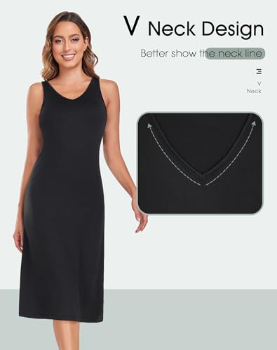 Image of MANCYFIT Full Slip for Women Under Dress Non-Cling Long Underdress | Wide straps, full length, anti-static layer, S-3XL, smooth modesty slip for sheer dresses