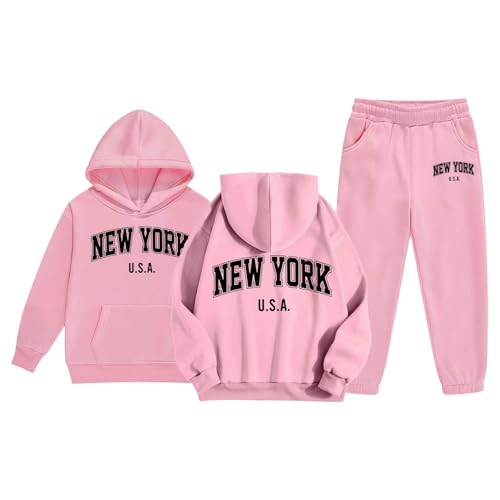 New York 2 Piece Sets Sweatsuit for Girl Kids Letter Printed Hoodies Pullover and Sweatpants Joggers Casual Fall Clothes2