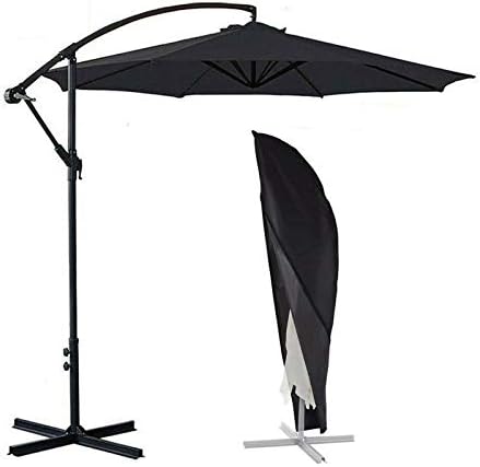 ConPus Umbrella Cover, Patio Cantilever Offset Umbrella Cover for 9ft to 13ft Cantilever Parasol Outdoor Market Umbrellas Cover with Zipper and Water Resistant Protector Black