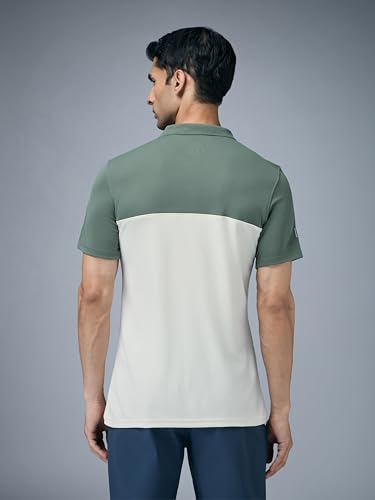 Image of TECHNOSPORT Men's Slim Fit Color Block Half Sleeve Polo Neck T-Shirt with Technocool+, UPF50+ Sun Protection for Gym, Sports & Regular Use