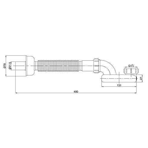 BERNSTEIN® Ablaufrohrset - flexibler Geruchsverschluss - Siphon für freistehende Badewanne - Image 7