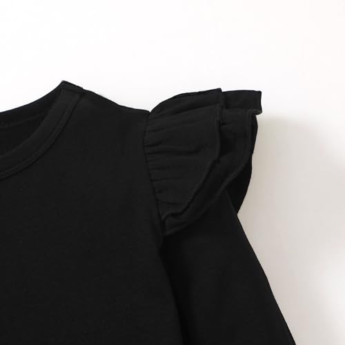 Image of LYSMuch Toddler Baby Girls T Shirt Ruffle Sleeveless Kids Cotton Tshirt Solid Color Blouse
