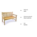 Divero 2-Sitzer Bank Holzbank Gartenbank Sitzbank Teak-Holz unbehandelt massiv - 6