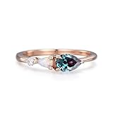 vintage alexandrite engagement ring pear cut opal bridal ring 3 stone simple women jewelry cz diamond alternative fine proposal ring for wife rose gold plated promise ring by kanishka gems jewels