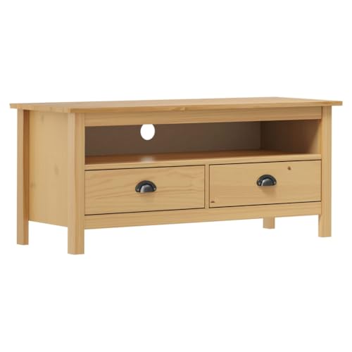 Générique Meuble TV Hill Range Marron Miel 110x40x47cm Bois de pin Solide,Meubles,Meubles TV,Brun,13.1 KG,288923