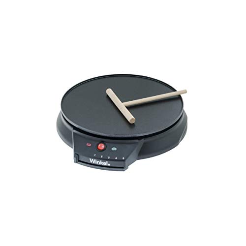 Winkel Crêpière électrique GOO30 Appareil à Crêpes Inox,Professionnelle, Crêpes Maker, Crêpes Party, Plaque de Cuisson Antiadhésive 30 cm, Posable, 5 niveaux de cuisson, Spatule Distributeur inclus