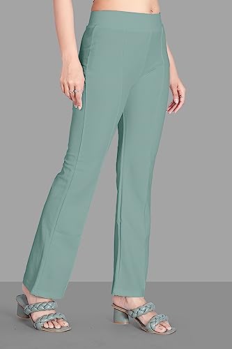 Image of Women's High Waist Bell Bottom Trouser, Elastic Flared Bootcut Pants