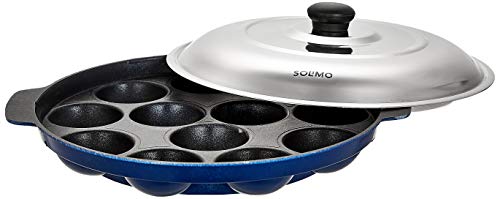 Image of Amazon Brand - Solimo Non-Stick 12 Cavity Appam Patra with Stainless Steel Lid