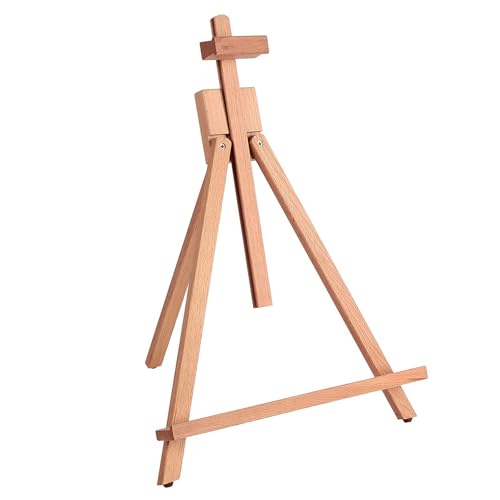 COOZEE Beechwood 63cm Tabletop Easel Display Stand for Painting - Holding Canvas Up to 57cm High A-Frame Artist Tripod with Rubber Feet Portable Photo and Sign Holder