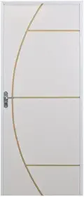 Kit Porta de Madeira Decorada 212x65cm com Batente de Aluminio 3,6cm Gáucha Mgm Branco