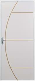 Kit Porta de Madeira Decorada 212x65cm com Batente de Aluminio 3,6cm Gáucha Mgm Branco