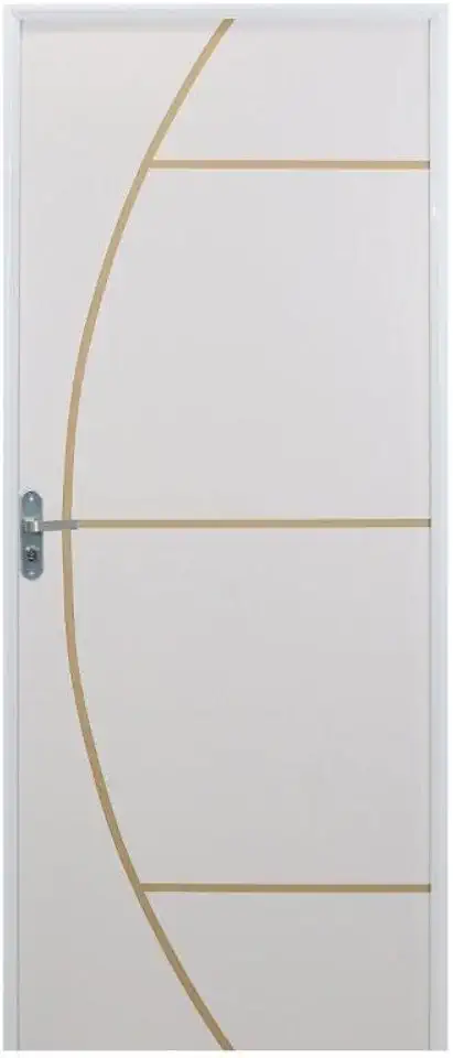 Kit Porta de Madeira Decorada 212x65cm com Batente de Aluminio 3,6cm Gáucha Mgm Branco