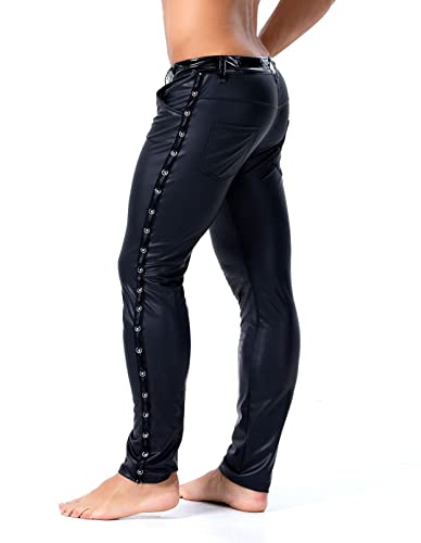 Men`s Gothic Rock Stretchy Faux Leather Skinny Pants Party Trousers Leggings3