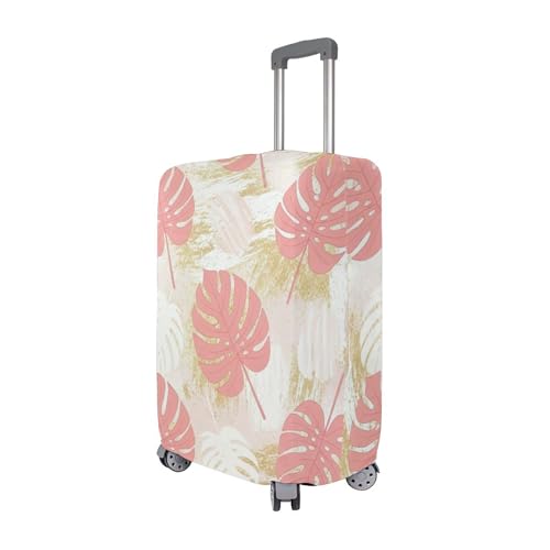 Joisal Prints Luggage Protector Custom Suitcase Covers Protective Abstract Pink Monstera Leaves Gold Vacation Essentials Suitcase Sleeve, S, Fits 18-20 Inch Case3
