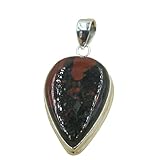 Natural Large Bloodstone Gemstone 925 Sterling Silver Handmade Statement Pendant Necklace for Women Gift For Wife Girlfriend
