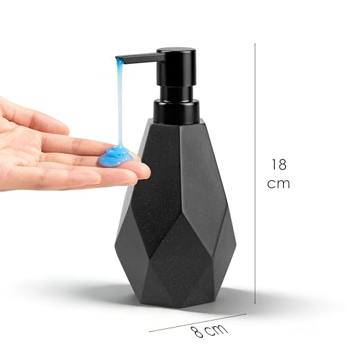 Seifenspender schwarz matt - Skara - Soap Dispenser im Fels-Design - Spülmittelspender Küche und Bad für Nordic-Liebhaber - Pumpspender, geeignet für Flüssigseife oder Spülmittel 4