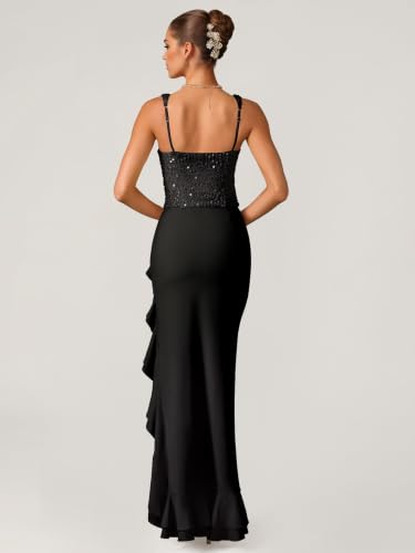 Image of Figdaw High Slit Sexy Evening Gowns Long Prom Dress for Women Formal Elegant