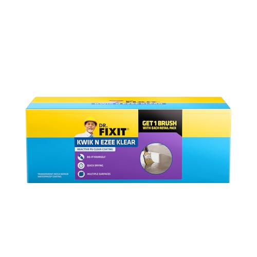 Image of Dr. Fixit Kwik N Ezee Klear | 250gm with Brush | DIY PU Based Transparent Waterproofing Solution for Cracks in Roof, Walls, Floor, Tile