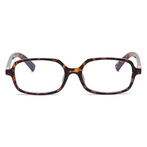 Image of Square Blue Light Blocking Glasses Retro Rectangle Glasses for Women Men Small Fashion Vintage Eyeglasses (Tortoise)