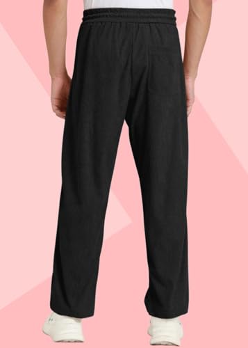 Image of Men's Self Design Corduroy Track Pants - Mid Rise, Flexi Waist, Ankle Length