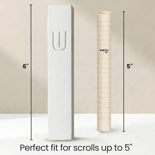 Image of SURI Mezuzah for Door with Scroll - 6 Inch Modern Mezuzah Case with Non Kosher Scroll Included, Fits up to 5 inch Scroll, Easy Adhesive Installation, Gift Box Included