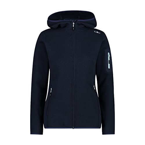 CMP - Damen-Knit-Tech-Jacke mit fester Kapuze, B. Blau-Kristallblau, D36