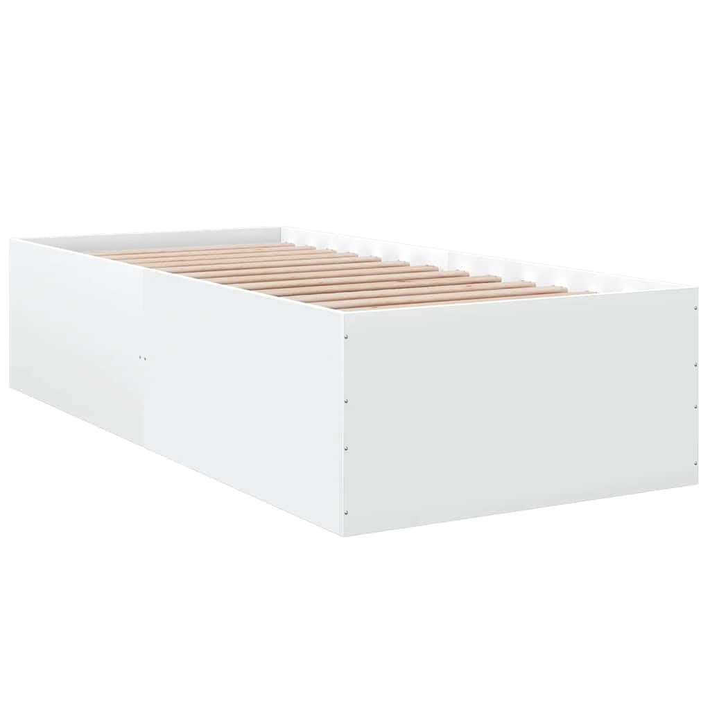 vidaXL Bed Frame, Bed Base for Bedroom Home Guest Room, Mattress Foundation for Single Bed, Bedstead, White 100x200 cm Engineered Wood
