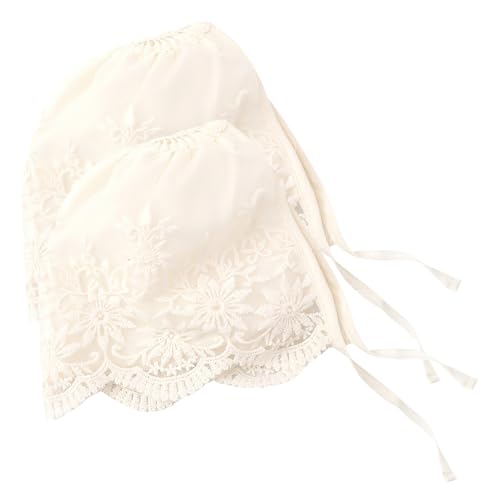 NAMOARLY Gorros para Ñiño Niña 2 Piezas de Encaje Transpirable, Sombreros de Bautizo Verano para Recién Nacido 0-3 Meses, Pañuelos Cabeza Suaves y Elegantes para Ocasiones Obsequios