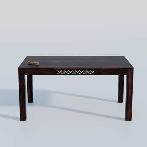 Image of 57 Inch Length Solid Sheesham Wood 6 Seater Dining Table Set | Six Seater Dinner Table with 6 Chairs | Dinning Table Set 6 Seater for Living Room | Wooden Table & Chair Set | Walnut Finish