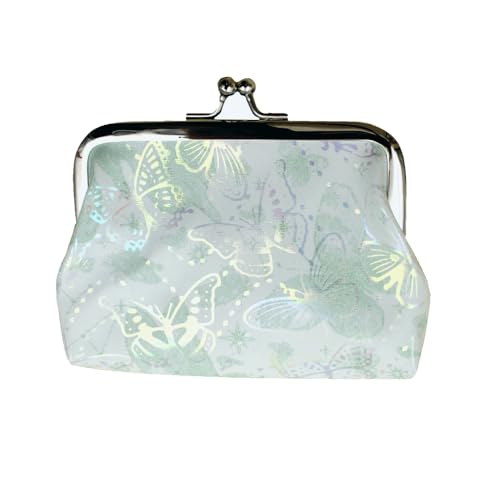 Green Butterfly Pattern Coin Purse- Clasp Pouch Key Bags Money Bag/Wallet, Cute Butterflies Design Bag Gifts for Girls Kids Purses Wallets Party Favors(Green)